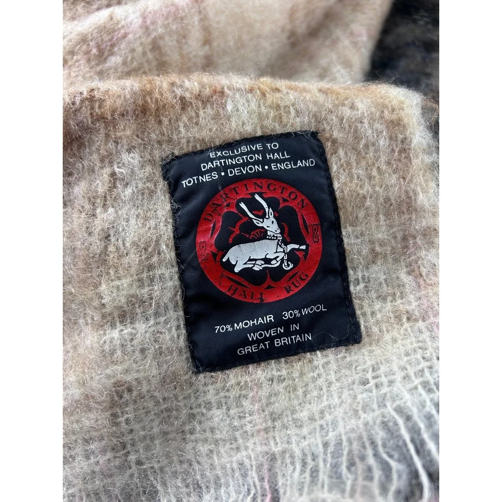 Dartington Hall Mohair Wool Throw Rug Blanket Scarf Striped England 46x68 1206